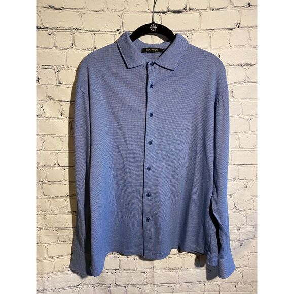 Bugatchi Men's Button Down Shirt Size L Cotton Jersey Blue - Picture 1 of 5